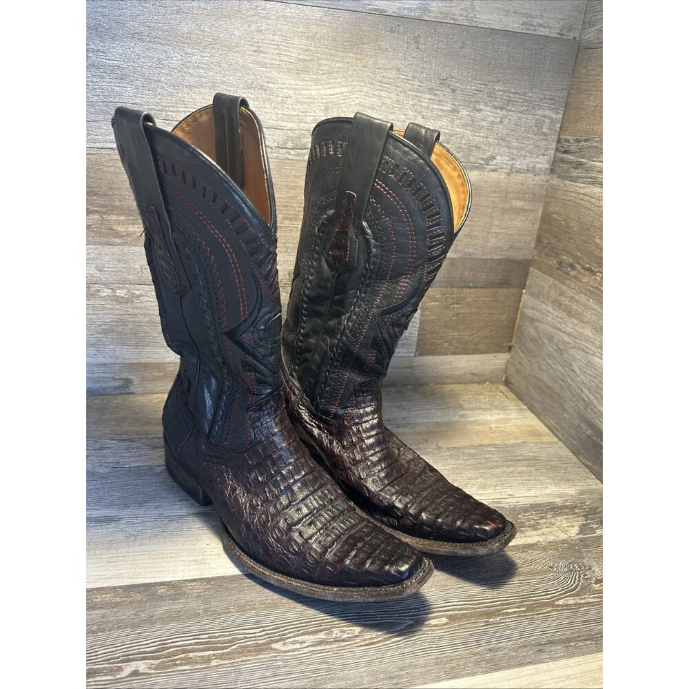 Cuadra Western Cowboy Dark Martin & Black Men's Exotic Boots 8.5D